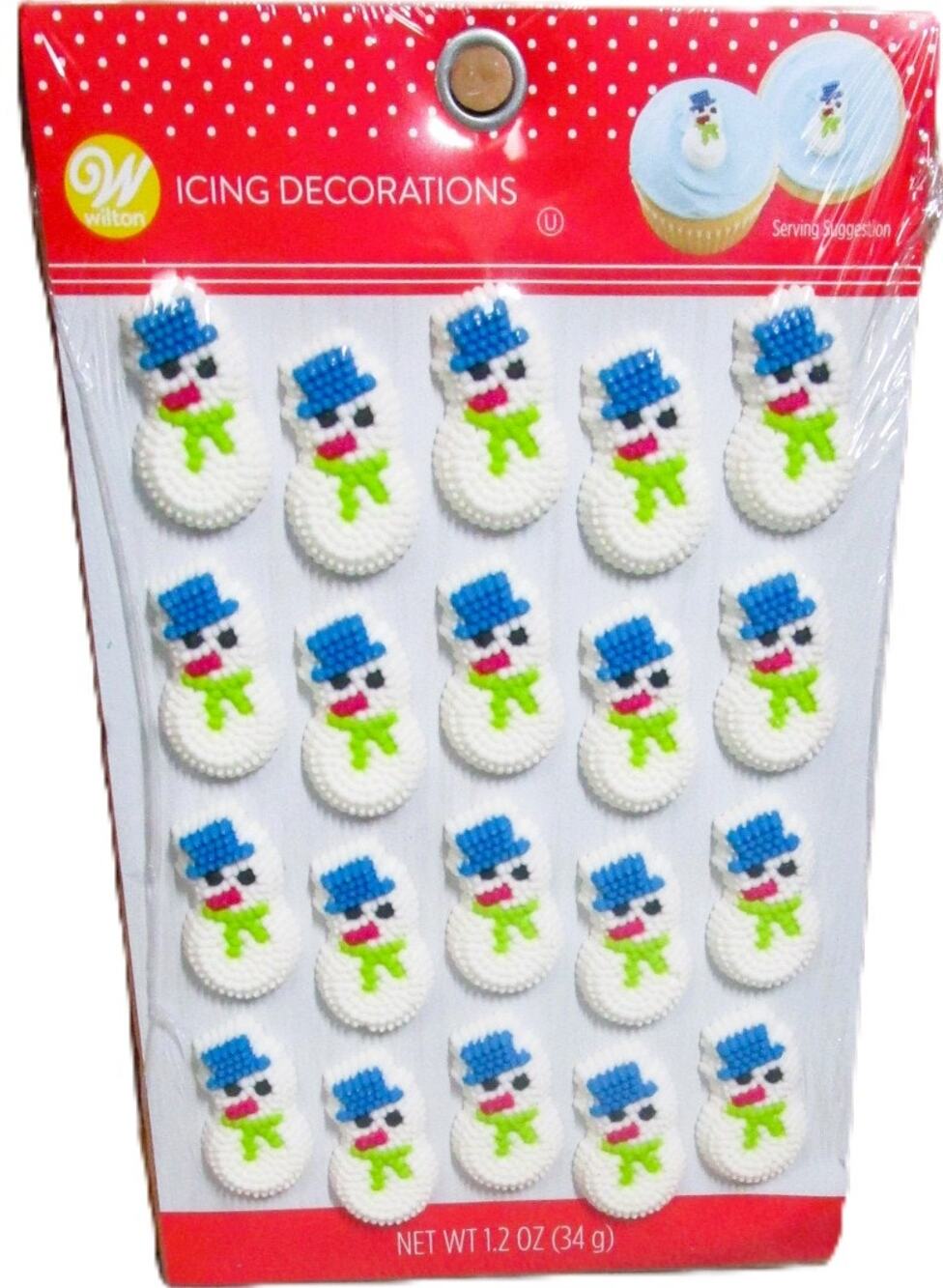 Wilton Dot Matrix Icing Decorations Cookies & Cupcakes Snowman Toppers Set of 20